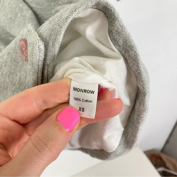 Monrow Knit Blazer Jacket Double Breasted Womens XS Heathered Grey Sweatshirt - Picture 6 of 12